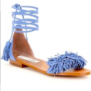 Steve Madden Light Blue Fringe Sandals